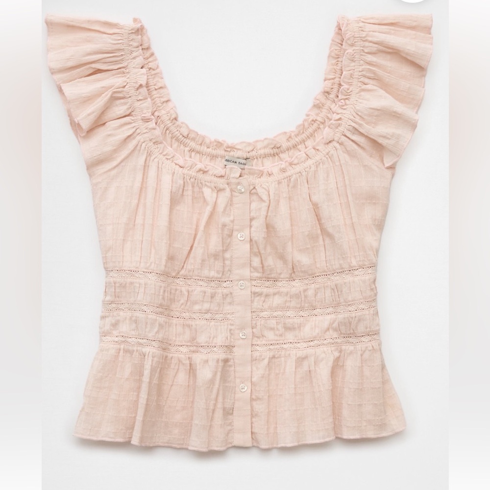 American Eagle Pink Peplum Blouse Medium